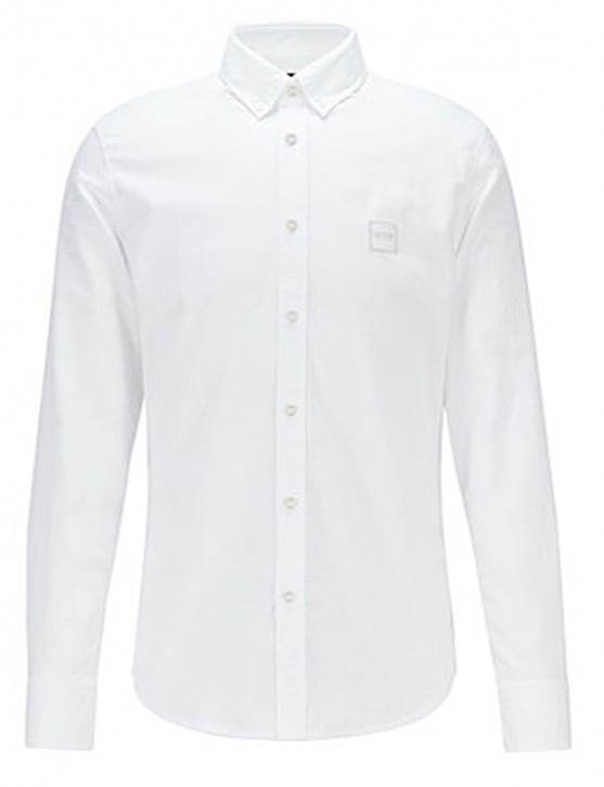 HUGO BOSS Slim-Fit Hemd Mabsoot_1 aus Oxford-Baumwolle mit Logo-Aufnäher aus Jacquard Farbe weiss 100 XXXL