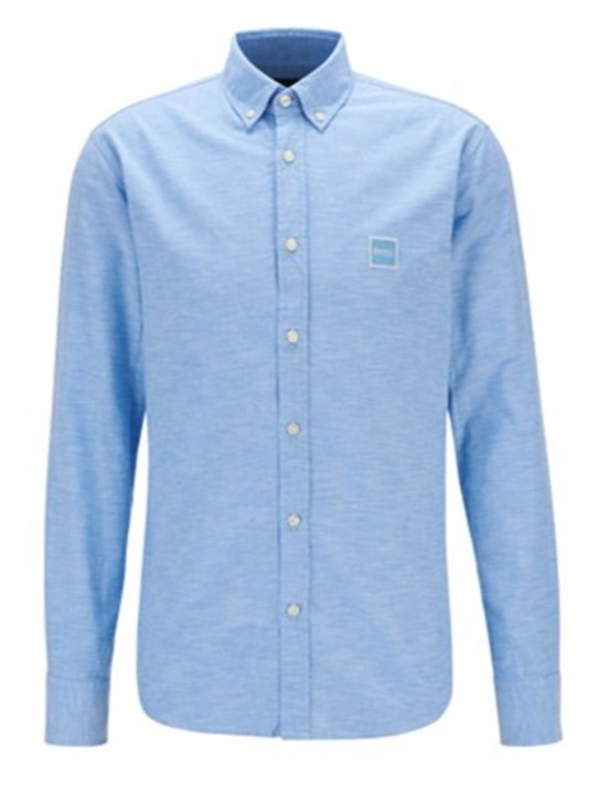 HUGO BOSS Slim-Fit Hemd Mabsoot_1 aus Oxford-Baumwolle mit Logo-Aufnäher aus Jacquard Farbe 460