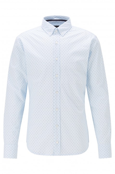 BOSS Bedrucktes Slim-Fit Hemd MABSOOT aus elastischer Baumwolle hellblau