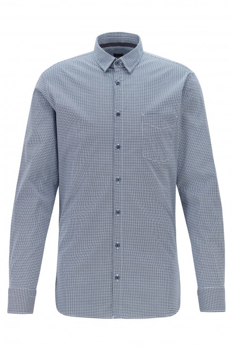 HUGO BOSS Slim-Fit Hemd MAGNETON_1 aus Stretch-Baumwolle mit geometrischem Print blau 405