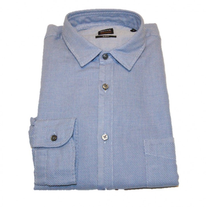 BOSS Muster Slim-Fit Hemd MAGNETON aus Baumwolle mit Kontrast-Details Farbe hellblau 460