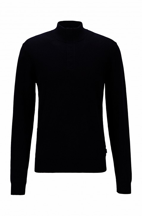 HUGO BOSS Troyer Maneo aus Baumwoll-Mix mit Schurwolle schwarz 001