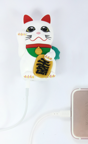 Mojipower Externer Akku für Mobiltelefon, Power Bank 2600mAh, lustig, bunt, Design, Katzenform, Fortune Cat