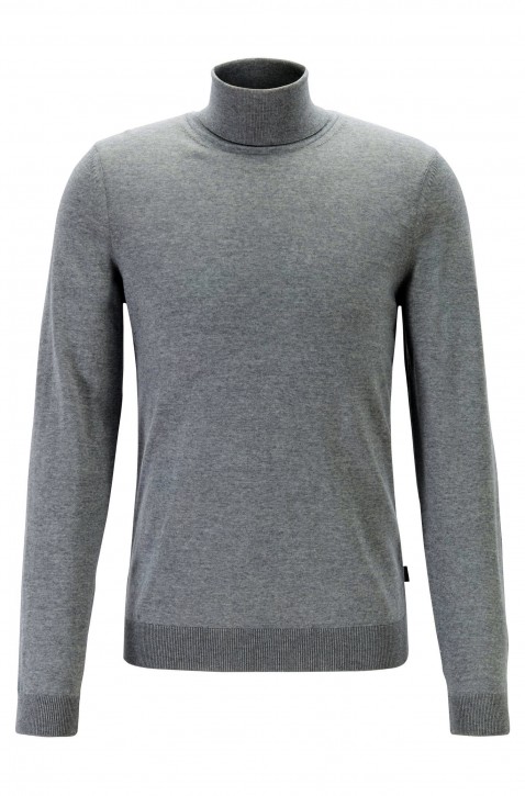 BOSS Rollkragenpullover MUSSO- P aus extrafeiner italienischer Merinowolle grau 030