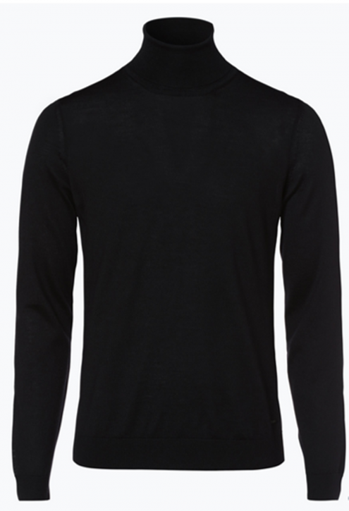 BOSS Rollkragenpullover MUSSO- P aus extrafeiner italienischer Merinowolle  schwarz 001 L