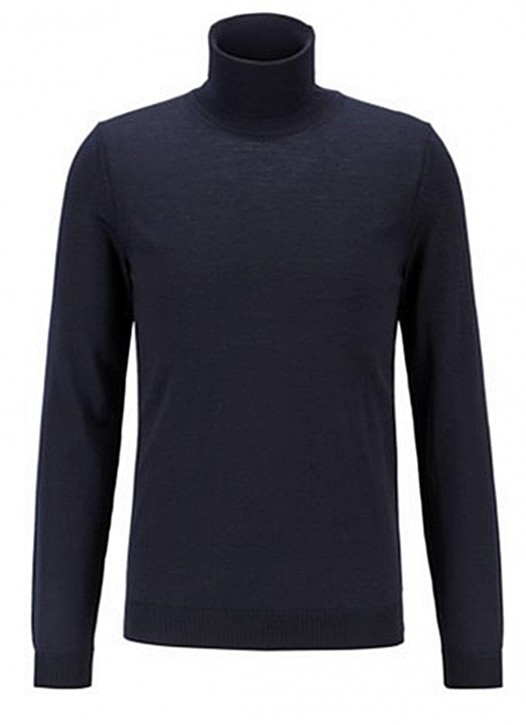 HUGO BOSS Rollkragenpullover MUSSO- P aus extrafeiner italienischer Merinowolle dunkelblau 402 XXXL
