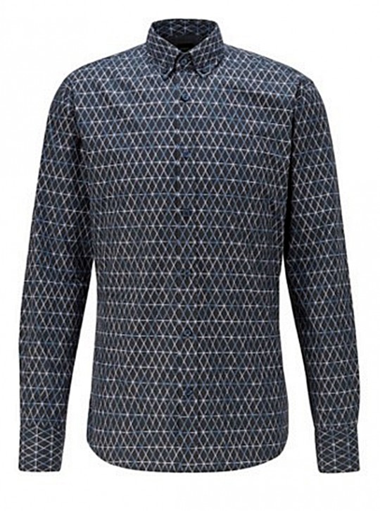 Hugo Boss Gemustertes Slim-Fit Hemd Mabsoot_1 aus elastischer Baumwoll-Popeline 404