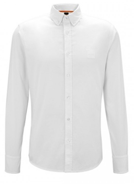 Hugo Boss Slim-Fit Hemd Mabsoot_2 aus elastischer Oxford-Baumwolle weiß 100