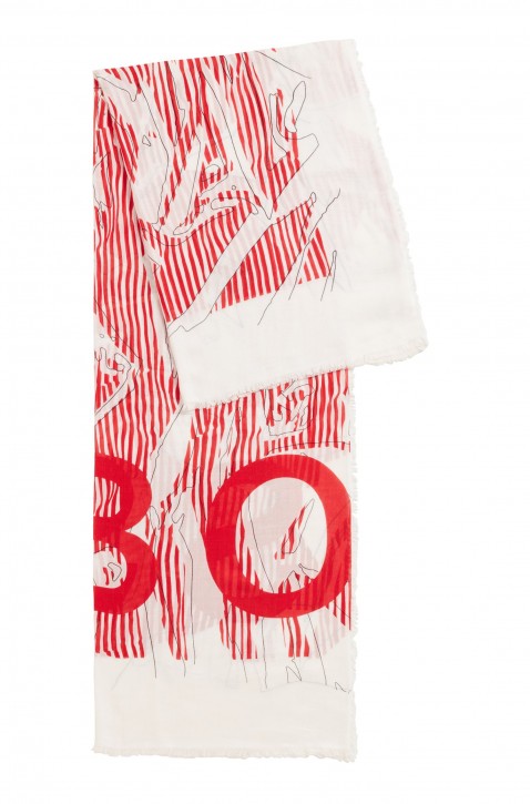 HUGO BOSS Abstrakt bedruckter Schal NAGALLERY aus Baumwolle und BOSS Logo