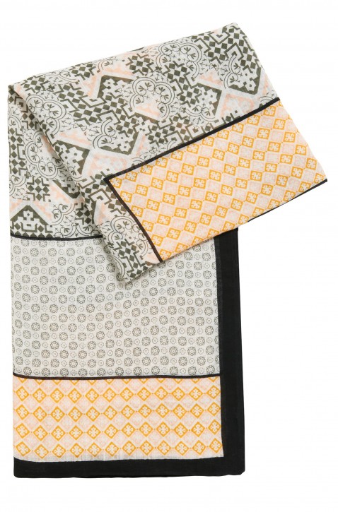 BOSS Poncho Nalivia aus Material-Mix mit Leinen und verschiedenen Prints