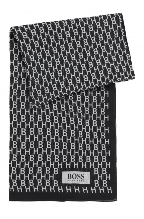 BOSS Schal NAMEGAHN aus Baumwolle mit Modal  und Hugo Boss logo schwarz 001