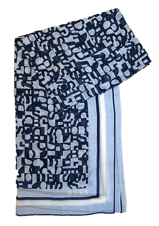 BOSS Schal NATYPE aus Baumwolle mit Modal und Hugo Boss logo blau 977