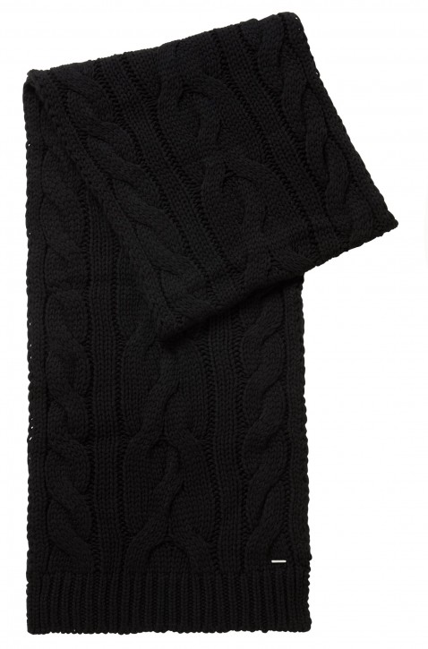 BOSS Schal NEOSA mit Zopfmuster aus Woll-Mix Farbe schwarz 001
