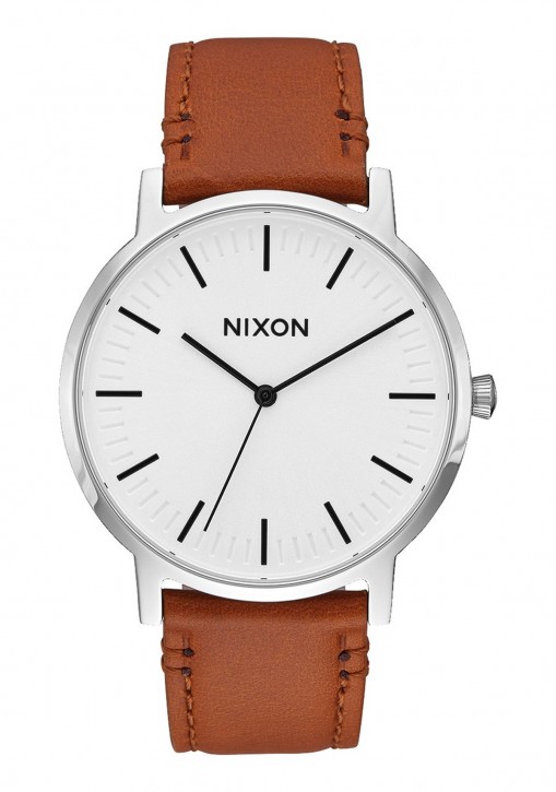 NIXON Porter Leather 40 mm Farbe white sunray / saddle