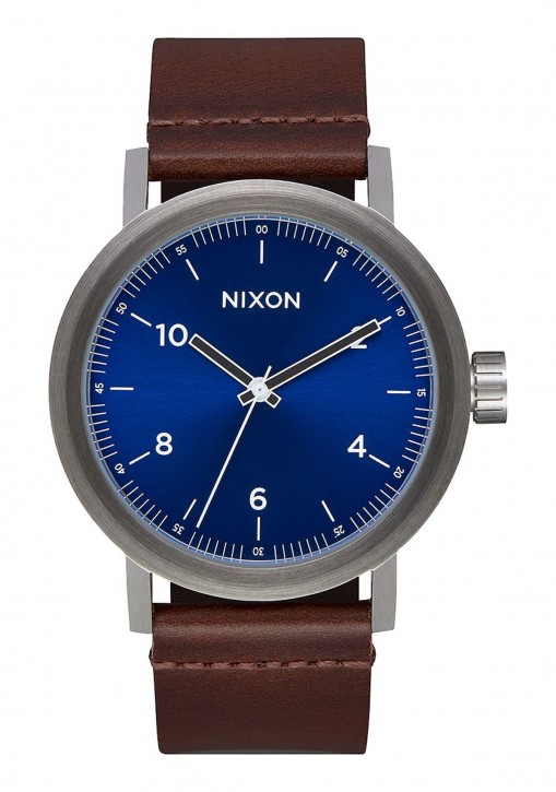 NIXON Stark Leather 42 mm Farbe blue sunray / brown