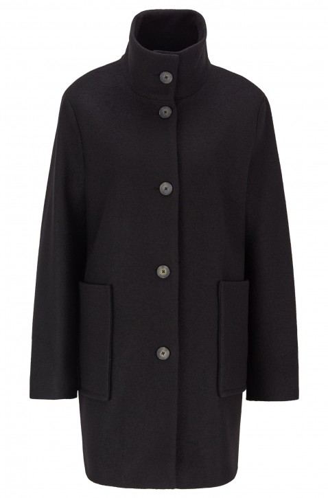 BOSS Regular-Fit Mantel OKTOBER aus gekochter Schurwolle schwarz