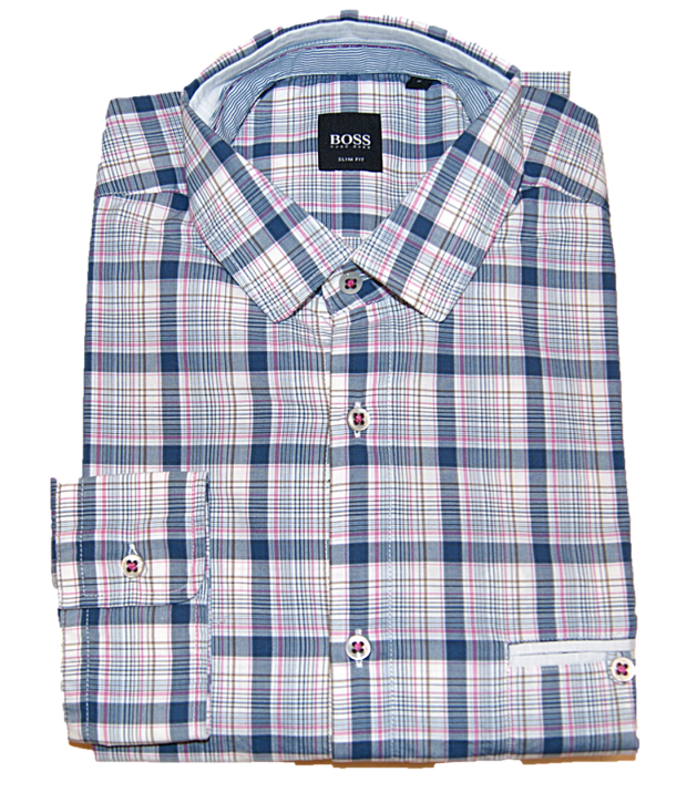 BOSS Slim-Fit Hemd OLIVIER mit Karomuster aus Baumwolle blau 410