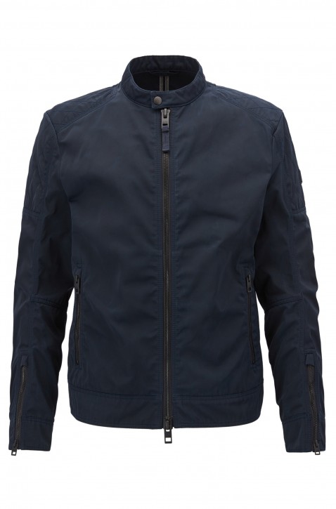 BOSS Slim-Fit Bikerjacke Ojeeno-W aus gewachstem Twill dunkeblau 404