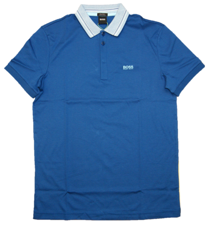 BOSS Poloshirt PADDY 1 aus Interlock-Baumwolle mit mehrfarbigem Kragen blau 434 XXXL
