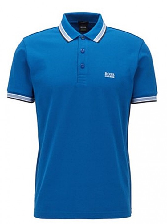 Hugo Boss Poloshirt PADDY aus Baumwoll-Piqué mit Streifen an Kragen und Ärmelbündchen blau 438