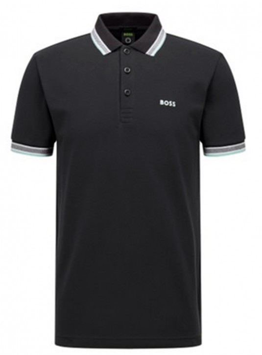 Hugo Boss Poloshirt Paddy aus Bio-Baumwolle mit geschwungenem Logo schwarz 001 XXL