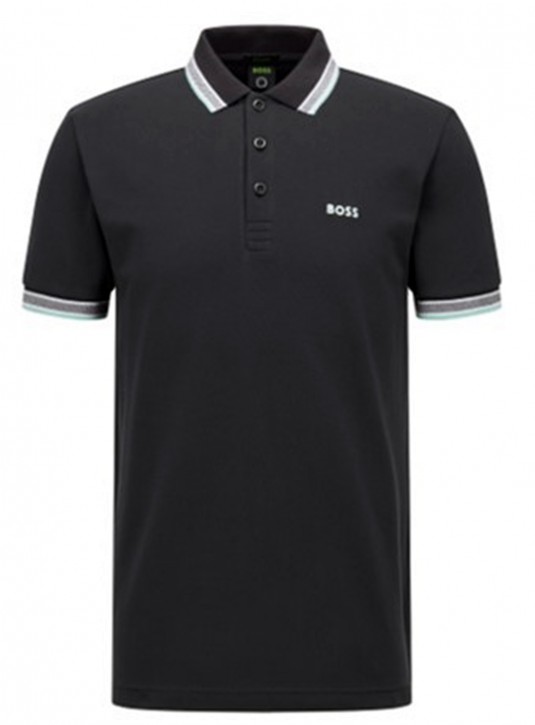 Hugo Boss Poloshirt Paddy aus Bio-Baumwolle mit geschwungenem Logo schwarz 001