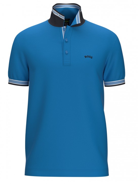 Hugo Boss Poloshirt Paddy aus Bio-Baumwolle mit geschwungenem Logo blau 489