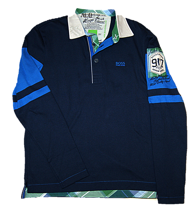 BOSS Damen Langarm Polo PARTIN 1mit Logo Stickerei und Batches dunkelblau 410