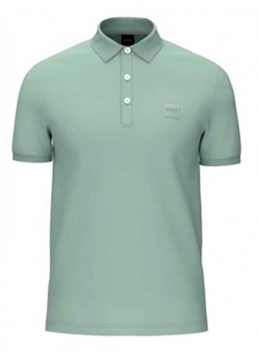 Boss Slim-Fit Poloshirt Passenger aus Stretch-Baumwolle mit Logo-Aufnäher grün 339