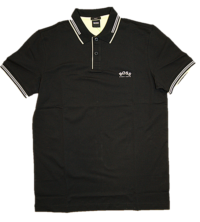 HUGO BOSS Slim-Fit Poloshirt PAUL CURVED aus Stretch-Piqué mit geschwungenem Logo schwarz 003 XXXL
