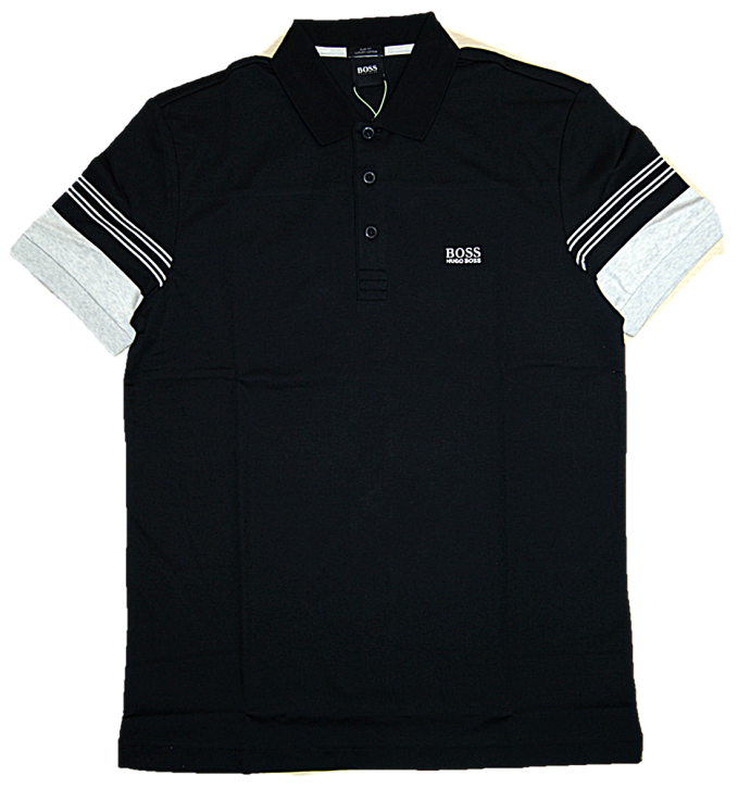 BOSS Poloshirt PAULE 1mit Streifen-Dessin an den Ärmeln  schwarz 001