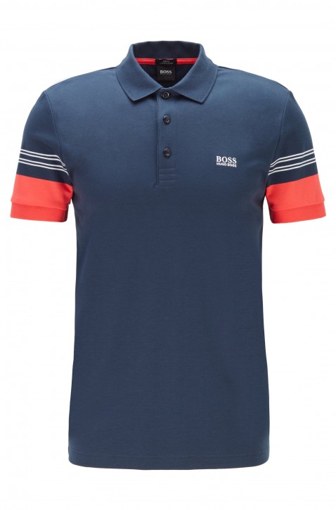 BOSS Poloshirt PAULE 1mit Streifen-Dessin an den Ärmeln dunkelblau 410