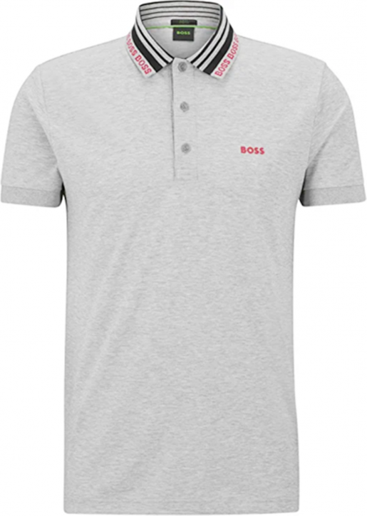 BOSS Herren Paule Slim-Fit Poloshirt aus Stretch-Baumwolle mit Logo-Einsätzen grau 059