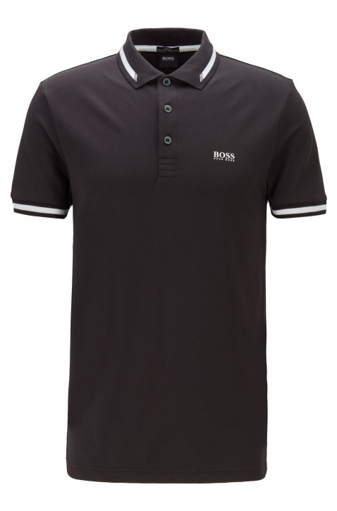 BOSS Poloshirt PAULE aus Stretch-Piqué mit S.Café® und Logo-Dessin am Kragen schwarz 002 XXXL