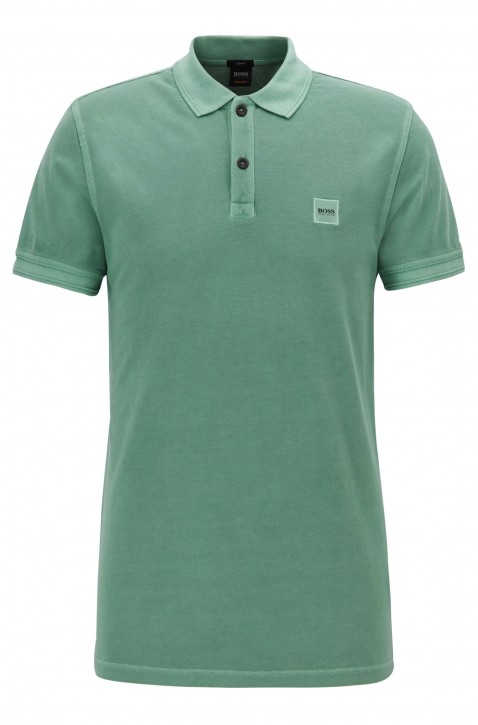BOSS ORANGE Slim-Fit Poloshirt Prime aus gewaschenem Baumwoll-Piqué grün 345