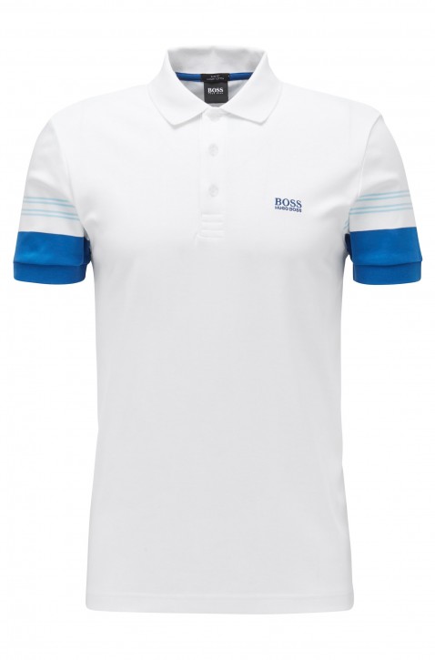 BOSS Poloshirt PAULE 1mit Streifen-Dessin an den Ärmeln weiss 100