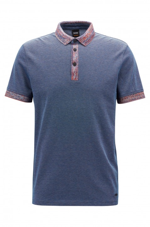 BOSS Poloshirt PUNCH aus Baumwolle mit gemusterten Details dunkelblau 404
