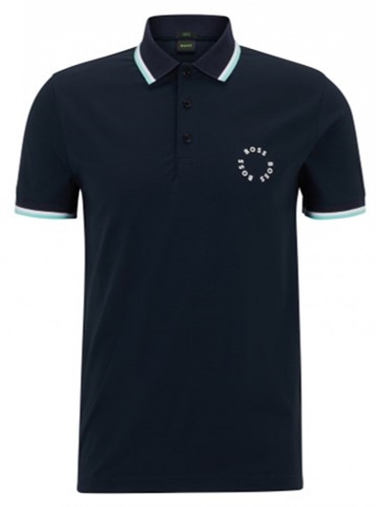 Boss Slim-Fit Poloshirt Paule 2 aus Stretch-Baumwolle mit kreisförmigem Logo blau 402
