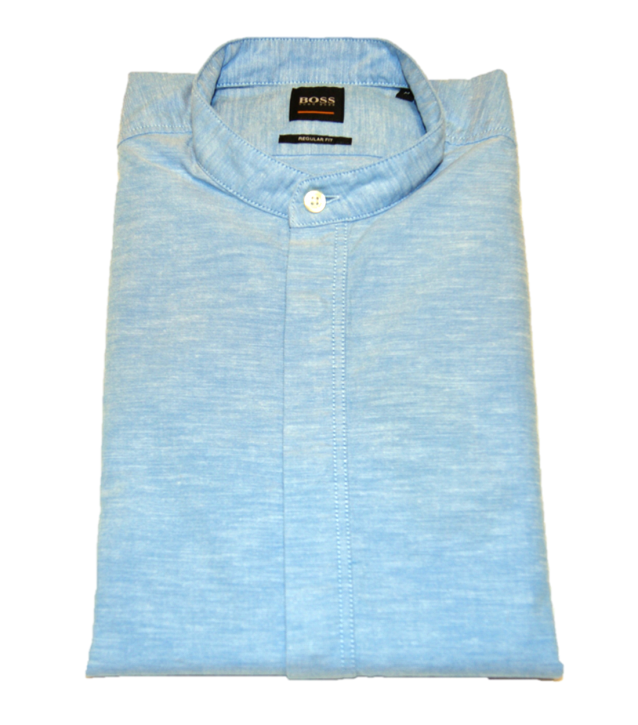 BOSS Regular-Fit Hemd RACE aus angerauter Baumwolle mit Stehkragen blau 460 M