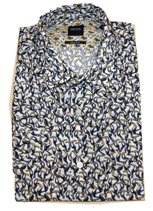 BOSS Regular-Fit Hemd RASH aus Baumwolle mit Vogel Motiv