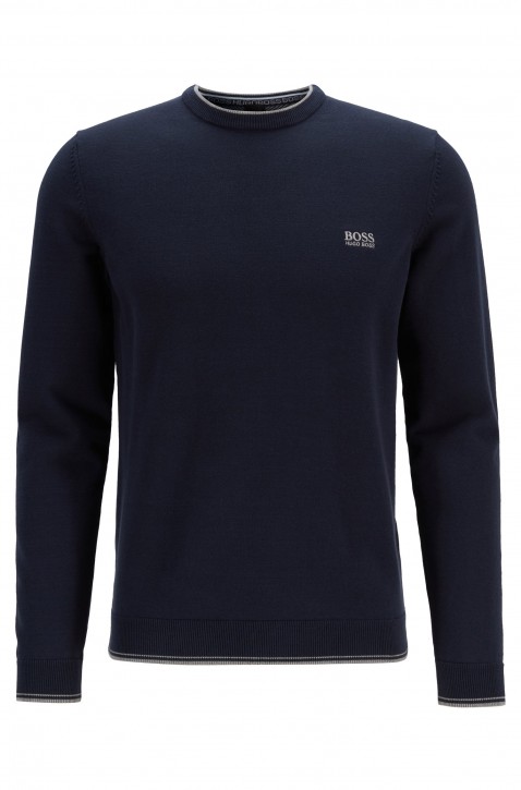 HUGO BOSS Pullover Rimex_W19 aus Baumwoll-Mix mit Rundhalsausschnitt und Kontrast-Details dunkelblau 410