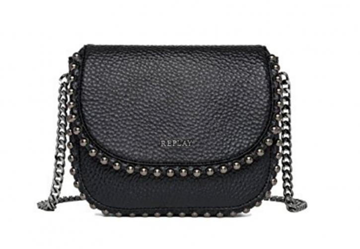 REPLAY Nietenbesetzte Kunstleder Umhängetasche Farbe schwarz 001