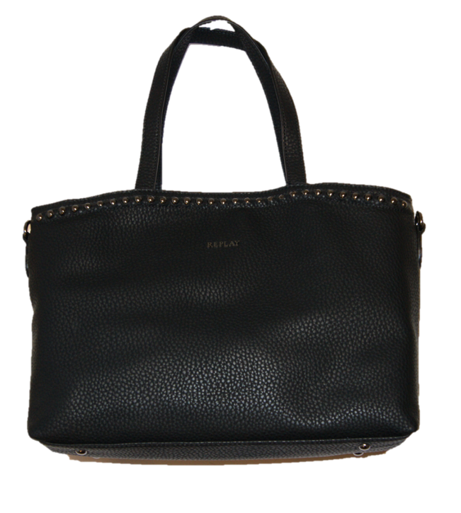 REPLAY Nietenbesetzte Kunstleder Shoppertasche Farbe schwarz 001