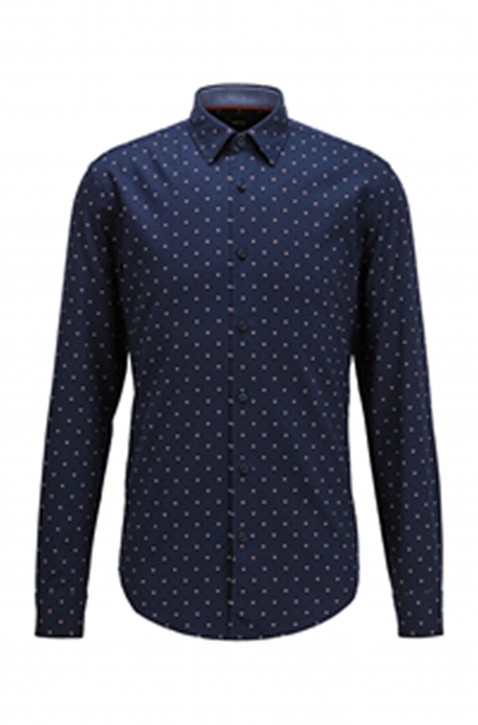 HUGO BOSS Slim-Fit Hemd Ronni_53F aus Baumwolle mit exklusivem Print blau 402