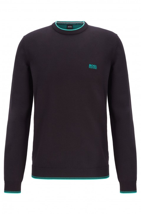 HUGO BOSS Pullover Rimex_W19 aus Baumwoll-Mix mit Rundhalsausschnitt und Kontrast-Details schwarz 001