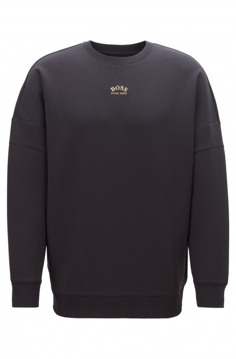 HUGO BOSS Sweatshirt SALBOA aus Baumwoll-Mix mit geschwungenen Logos schwarz 006