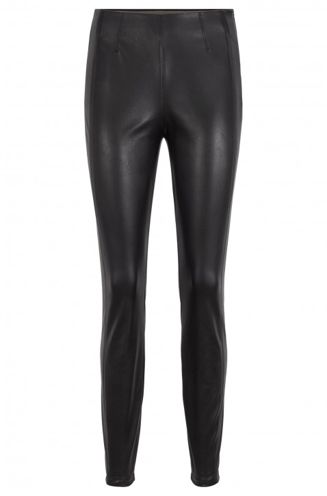 BOSS Skinny-Fit Leggings SALUNGI3 aus Kunstleder mit versetzten Seitennähten schwarz