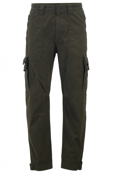 BOSS Tapered-Fit Cargohose SARGO aus doppelt gefärbter Baumwoll-Popeline dunkelgrün 346
