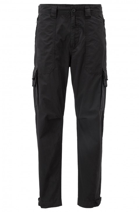 BOSS Tapered-Fit Cargohose SARGO aus doppelt gefärbter Baumwoll-Popeline schwarz