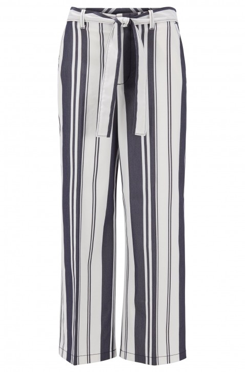BOSS Regular-Fit Hose SELENORE in Cropped-Länge mit Streifen-Mix und Bindegürtel